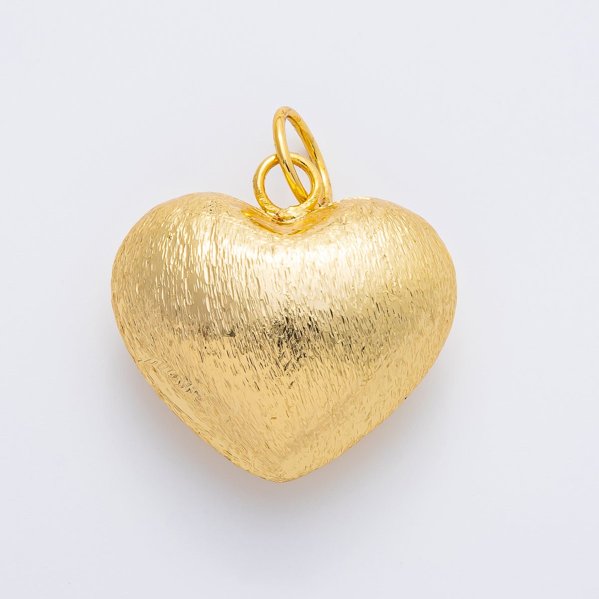 18K Gold Filled 37mm Line Textured Chubby Heart Charm | AF1350 - DLUXCA