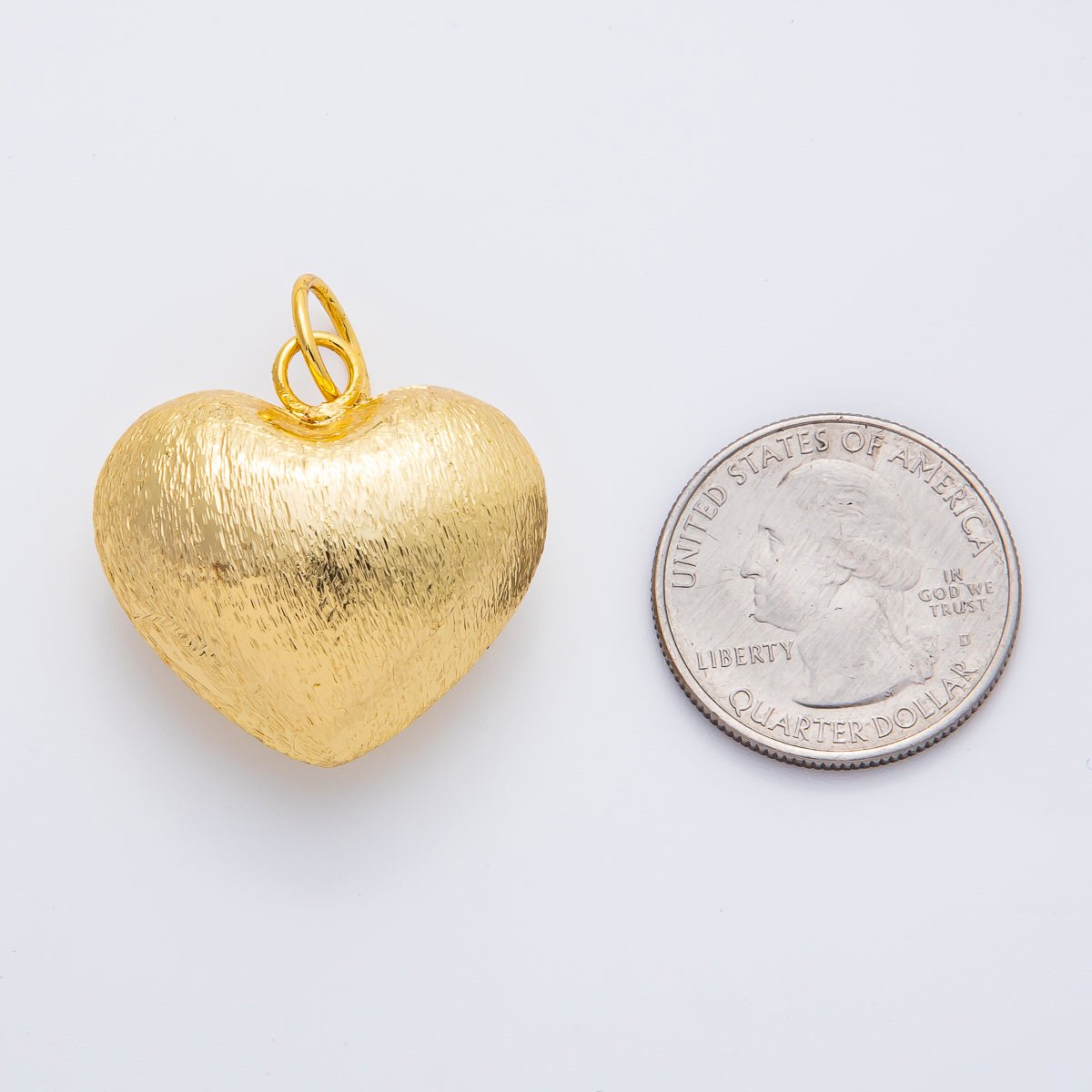 18K Gold Filled 37mm Line Textured Chubby Heart Charm | AF1350 - DLUXCA