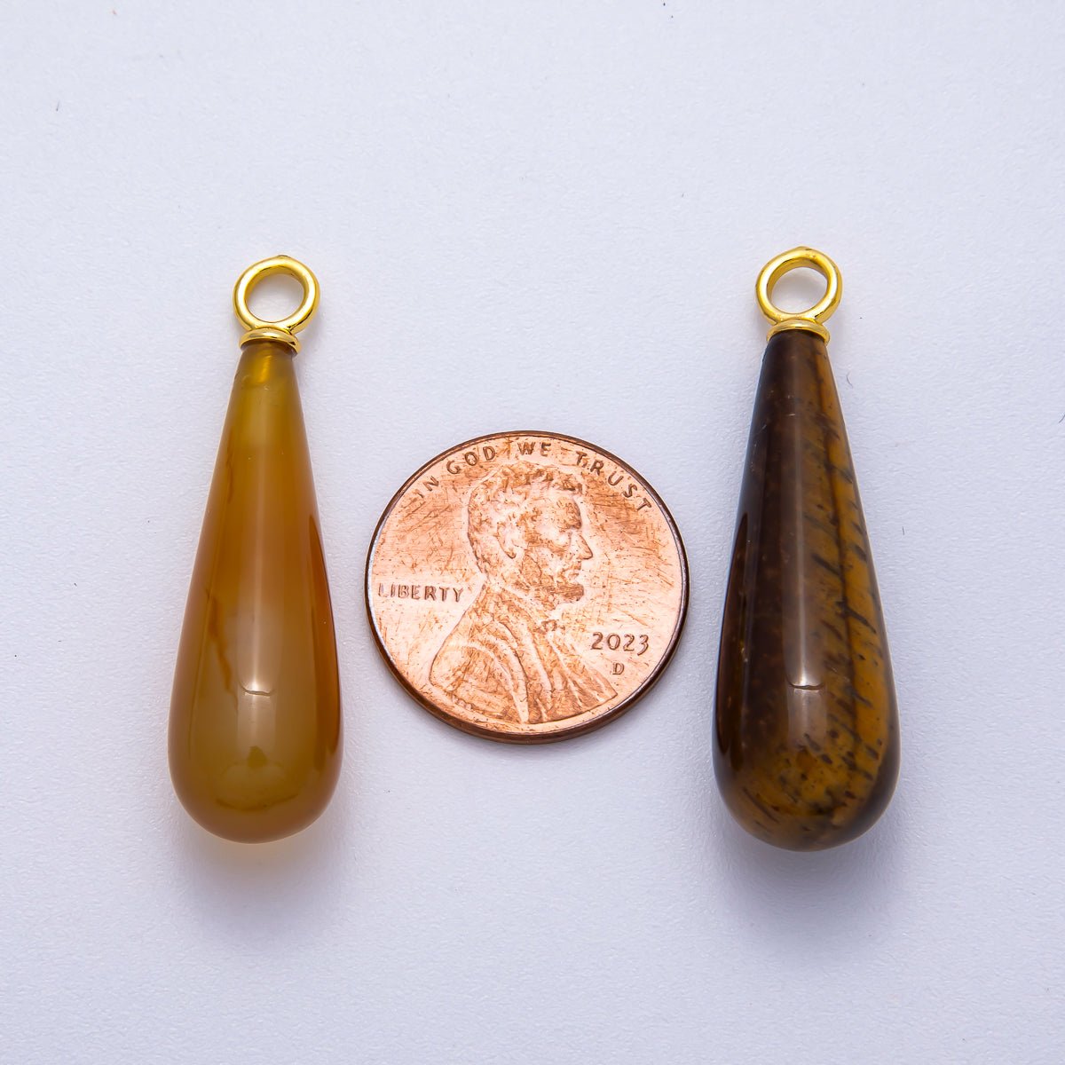 18K Gold Filled 37mm Multicolor Natural Gemstone Long Teardrop Pendant | Charms - 00522 ~ Charms - 00529 - DLUXCA