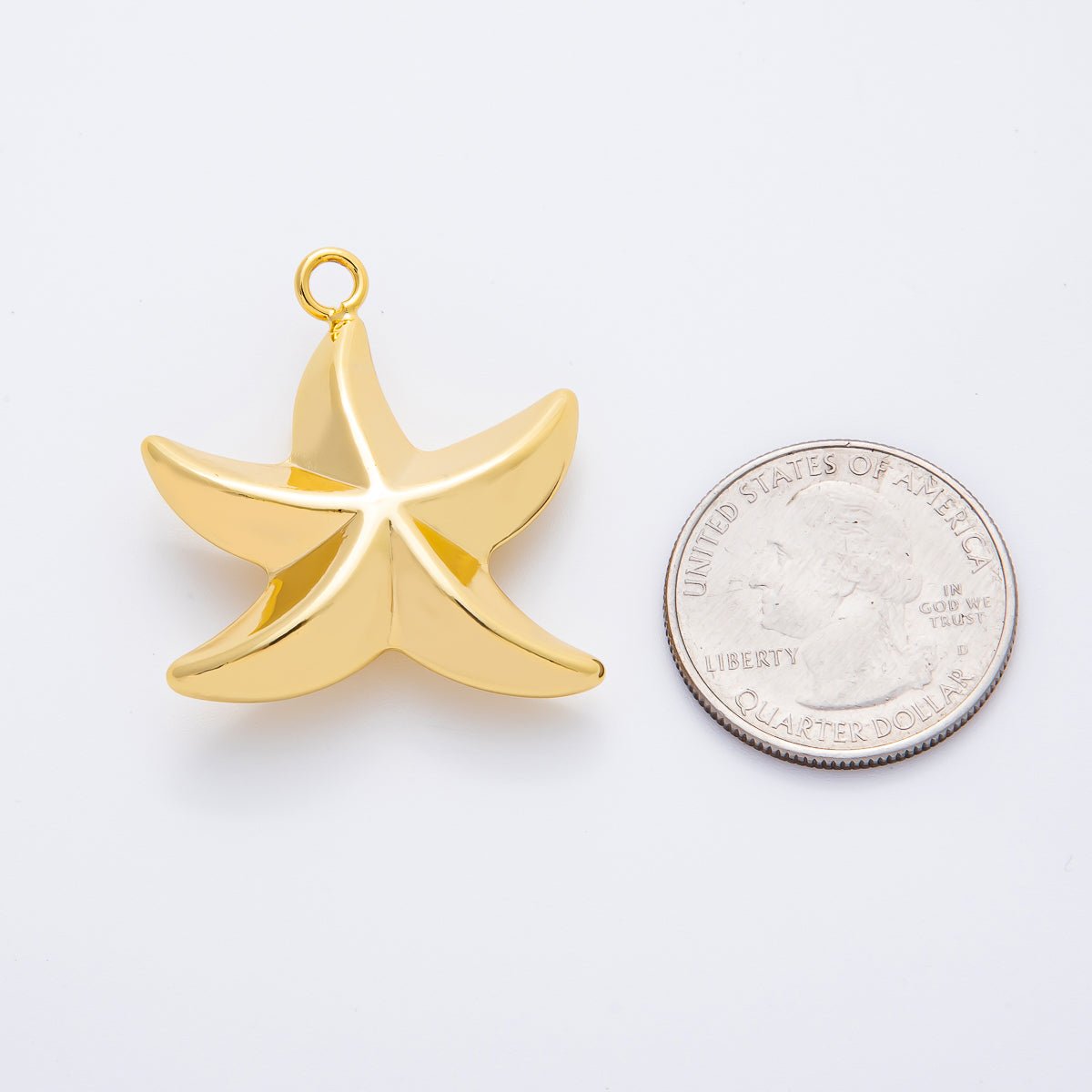 18K Gold Filled 37mmMultidimensional 3D Starfish Ocean Animal Charm | AF1352 - DLUXCA