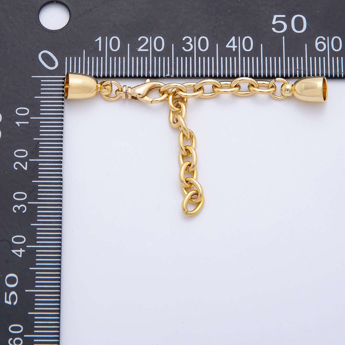 18K Gold Filled 38mm Chain Extender with Flat Dome Cap Clasp Cover Finding | Z1369 - DLUXCA