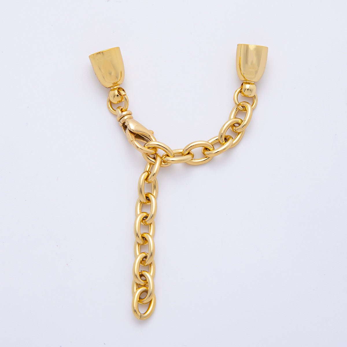 18K Gold Filled 38mm Chain Extender with Flat Dome Cap Clasp Cover Finding | Z1369 - DLUXCA