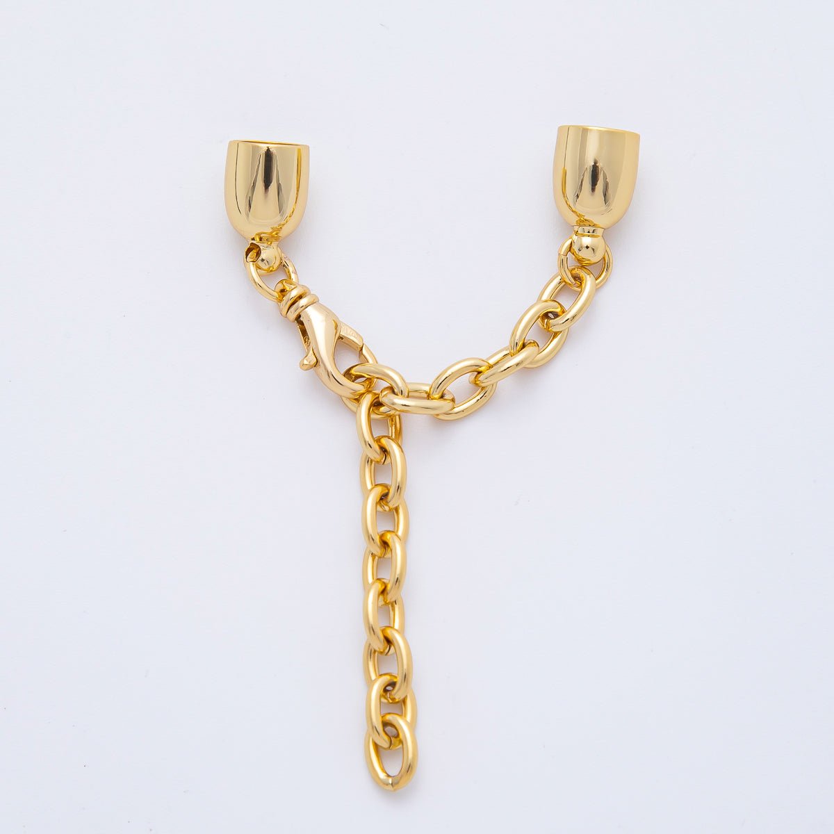 18K Gold Filled 38mm Chain Extender with Polished Dome Cap Clasp Cover Finding | Z1368 - DLUXCA