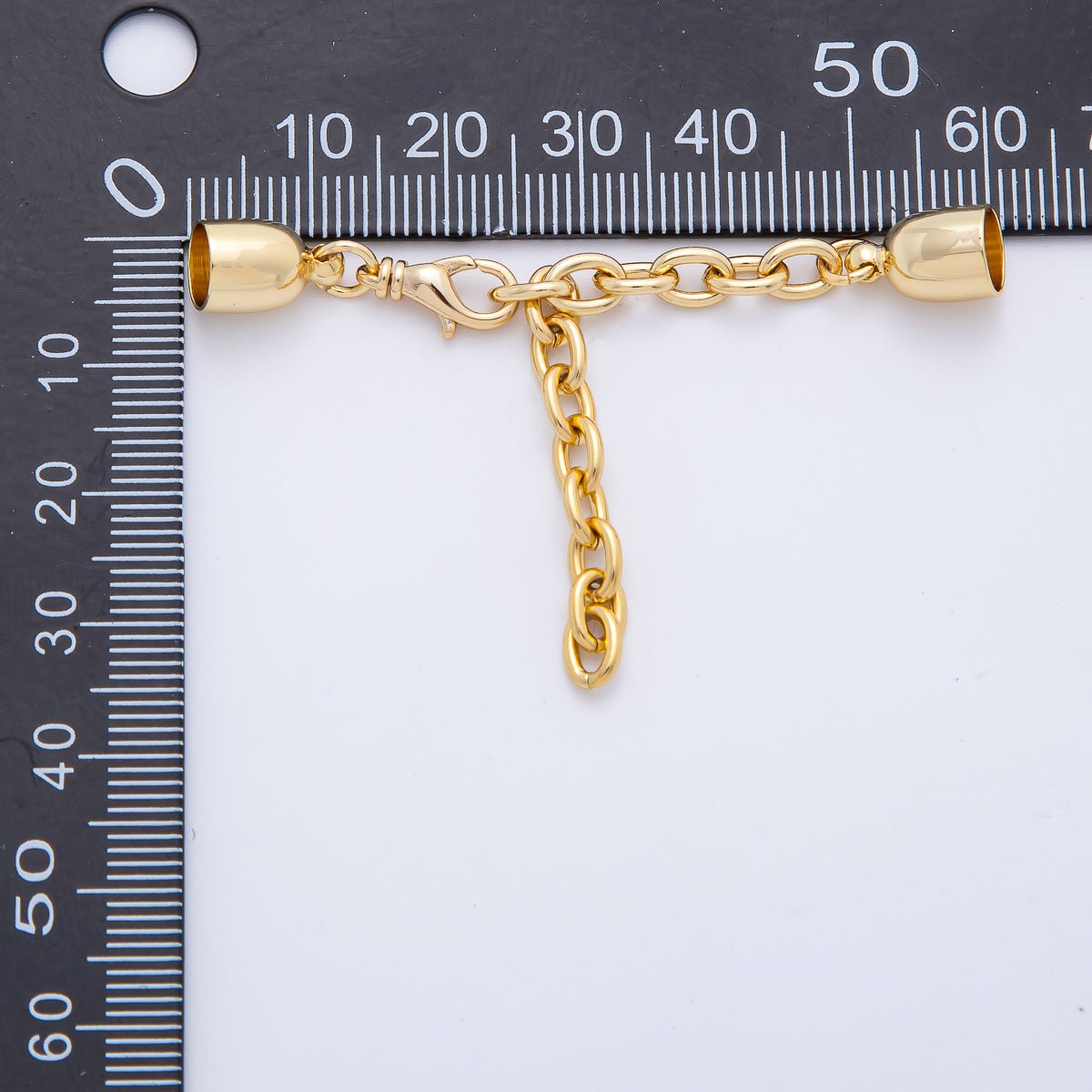 18K Gold Filled 38mm Chain Extender with Polished Dome Cap Clasp Cover Finding | Z1368 - DLUXCA