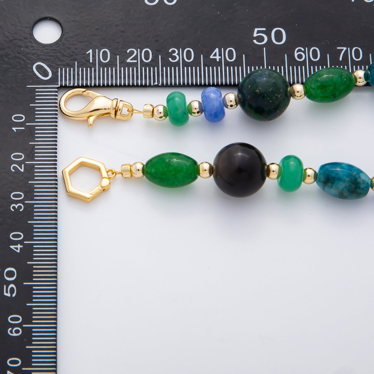 18K Gold Filled 3.8mm Multicolor Dyed Agate Gemstone Beaded Bracelet | WA - 3383 - DLUXCA