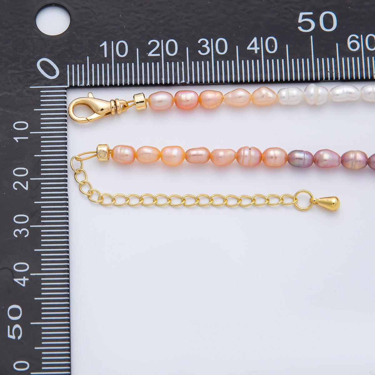 18K Gold Filled 3.8mm White Purple Champagne Peach Gradient Freshwater Pearl 14 Inch Necklace | WA - 3836 - DLUXCA