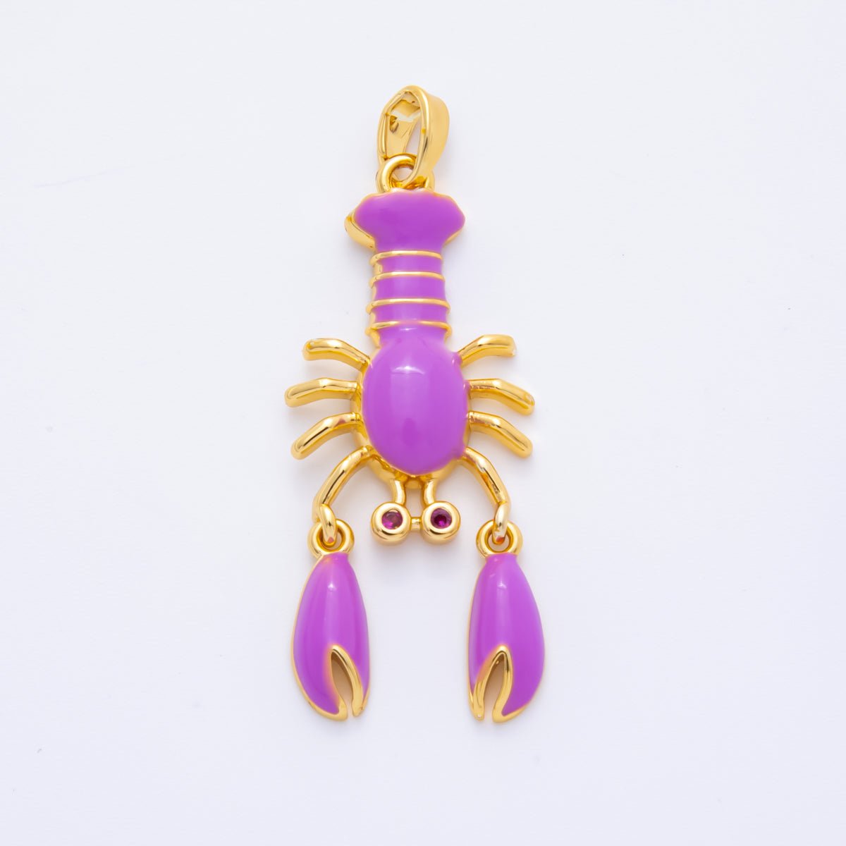 18K Gold Filled 39mm Enamel Red Lobster Pendant | AH798 AH799 - DLUXCA
