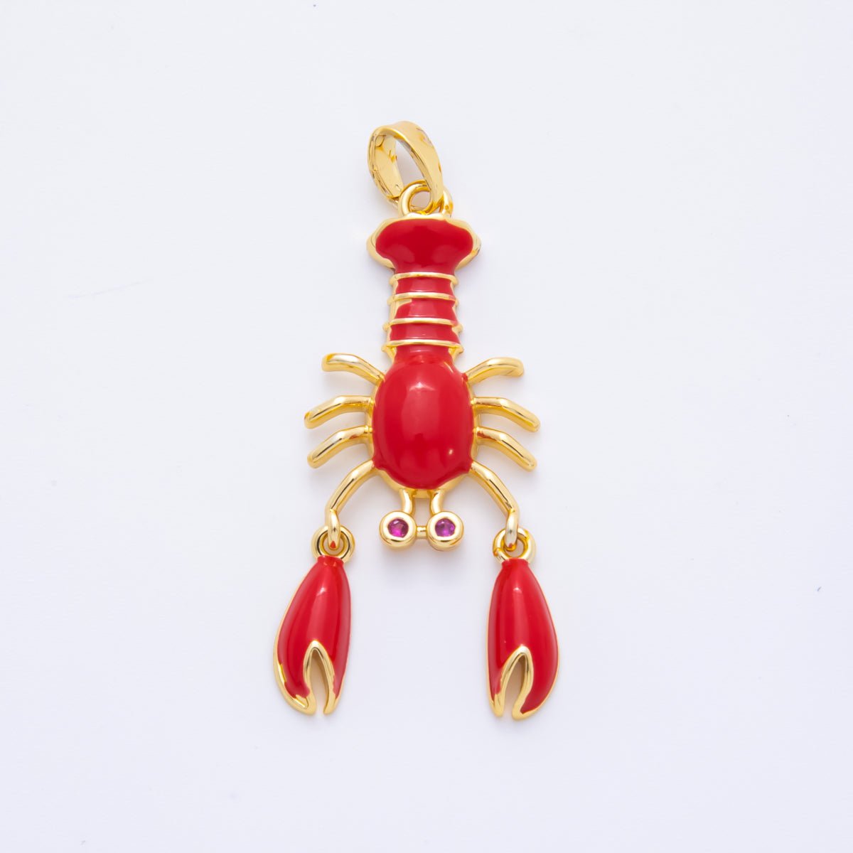 18K Gold Filled 39mm Enamel Red Lobster Pendant | AH798 AH799 - DLUXCA