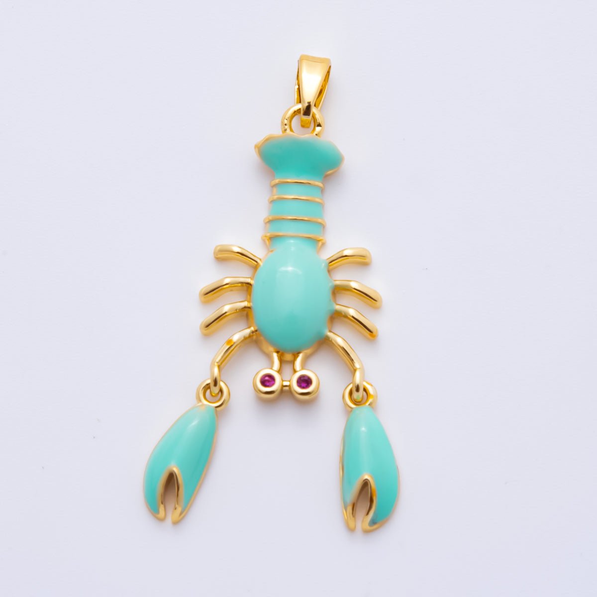 18K Gold Filled 39mm Enamel Red Lobster Pendant | AH798 AH799 - DLUXCA