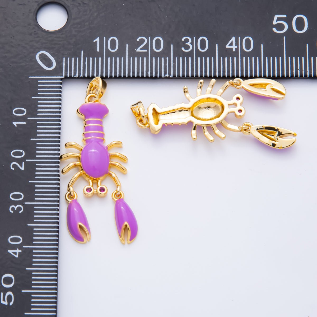 18K Gold Filled 39mm Enamel Red Lobster Pendant | AH798 AH799 - DLUXCA