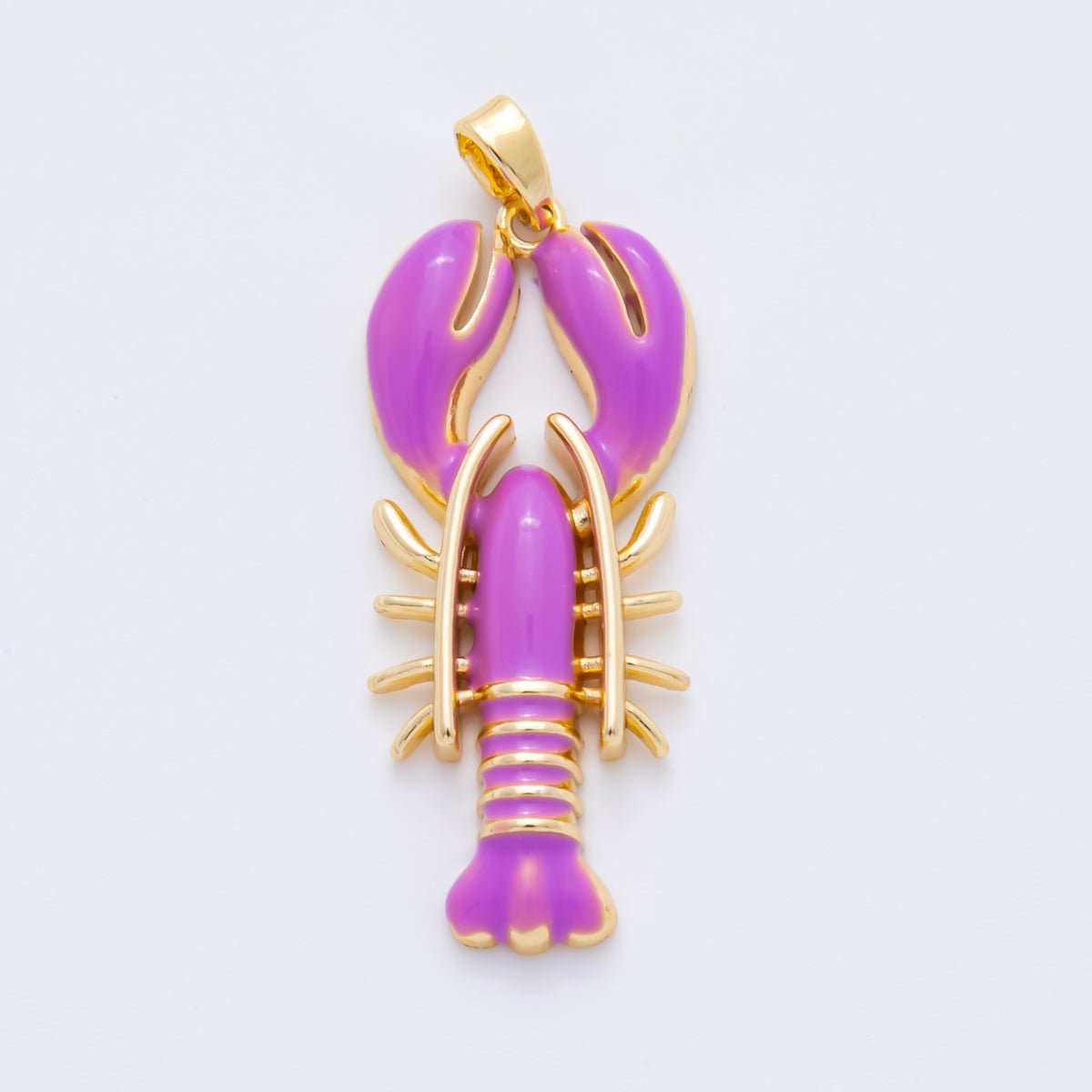 18K Gold Filled 39mm Enamel Ribbed Lobster Pendant | AH796 AH797 - DLUXCA