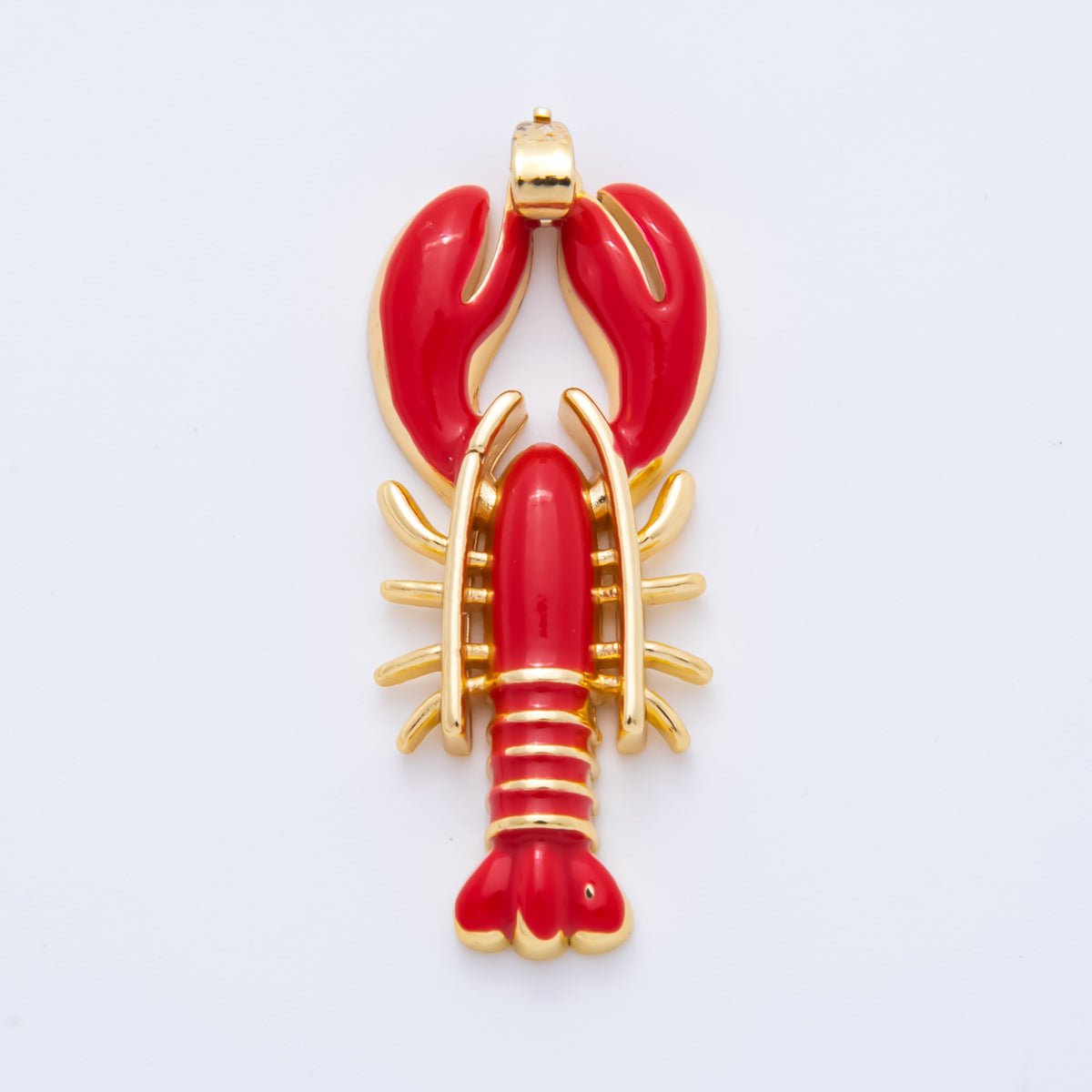 18K Gold Filled 39mm Enamel Ribbed Lobster Pendant | AH796 AH797 - DLUXCA