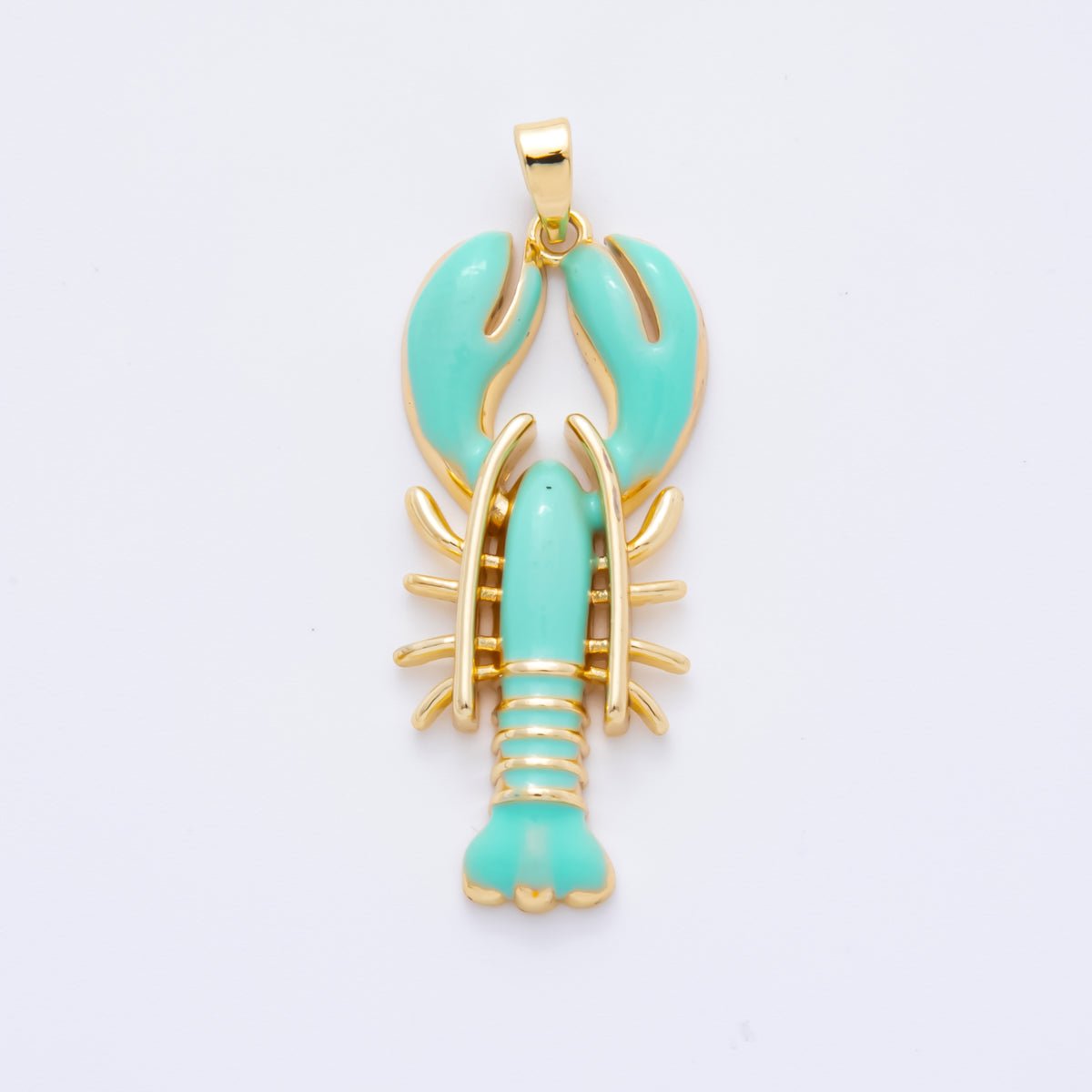 18K Gold Filled 39mm Enamel Ribbed Lobster Pendant | AH796 AH797 - DLUXCA