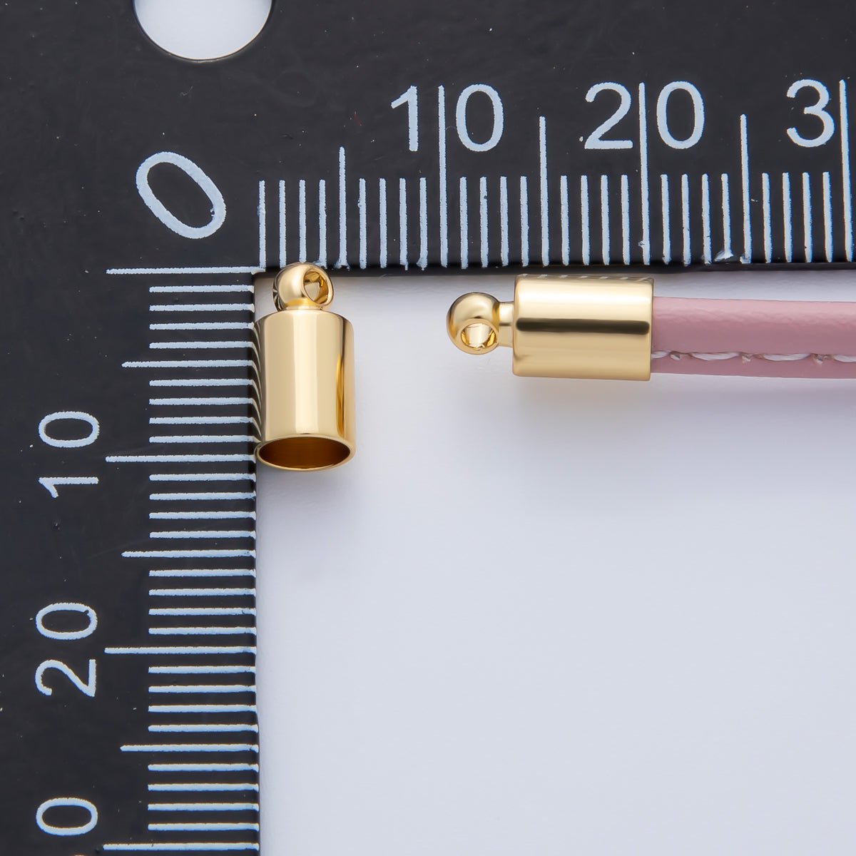 18K Gold Filled 3mm Barrel Tube End Cap Loop Finding by 6 Pieces / Set | Z1439 - DLUXCA