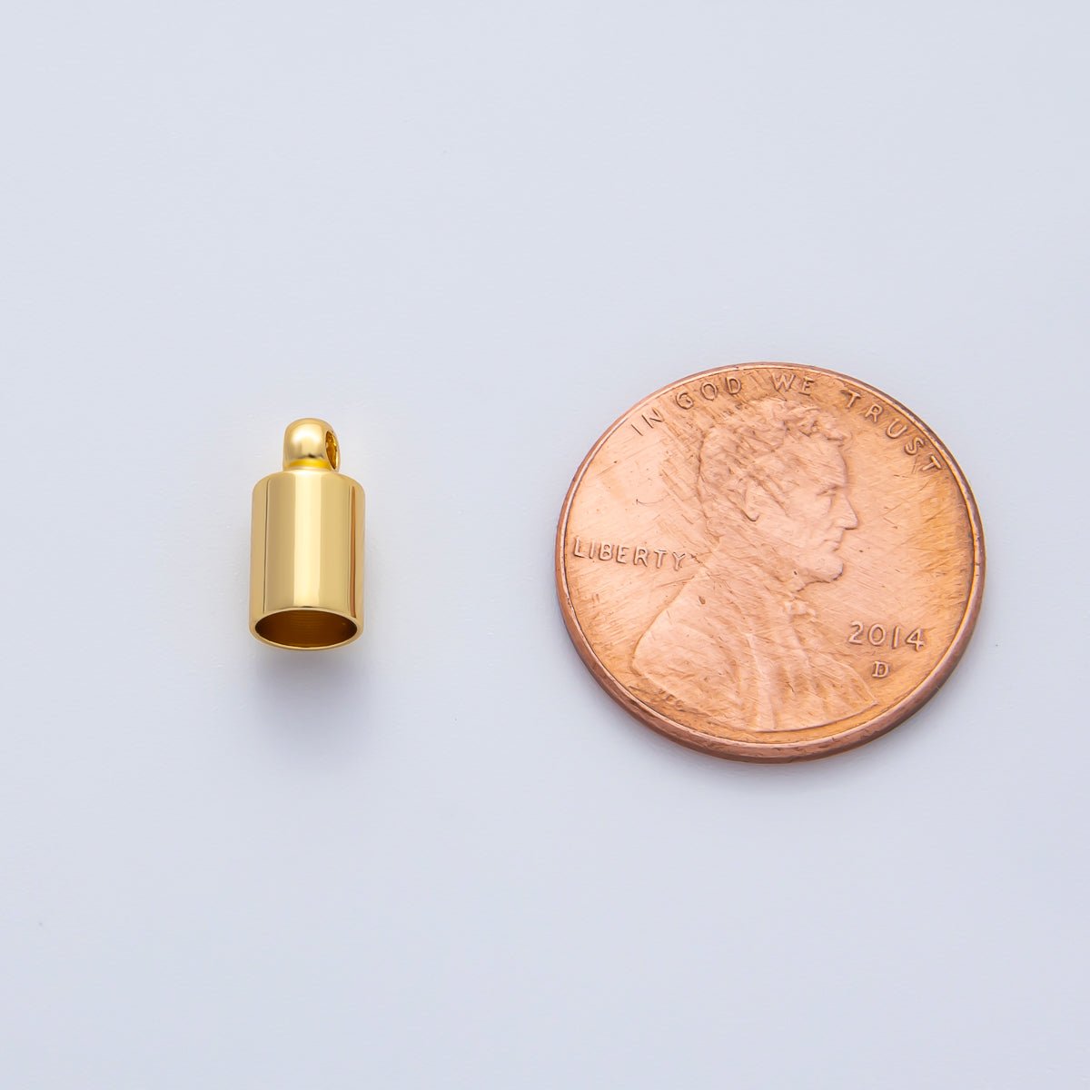 18K Gold Filled 3mm Barrel Tube End Cap Loop Finding by 6 Pieces / Set | Z1439 - DLUXCA