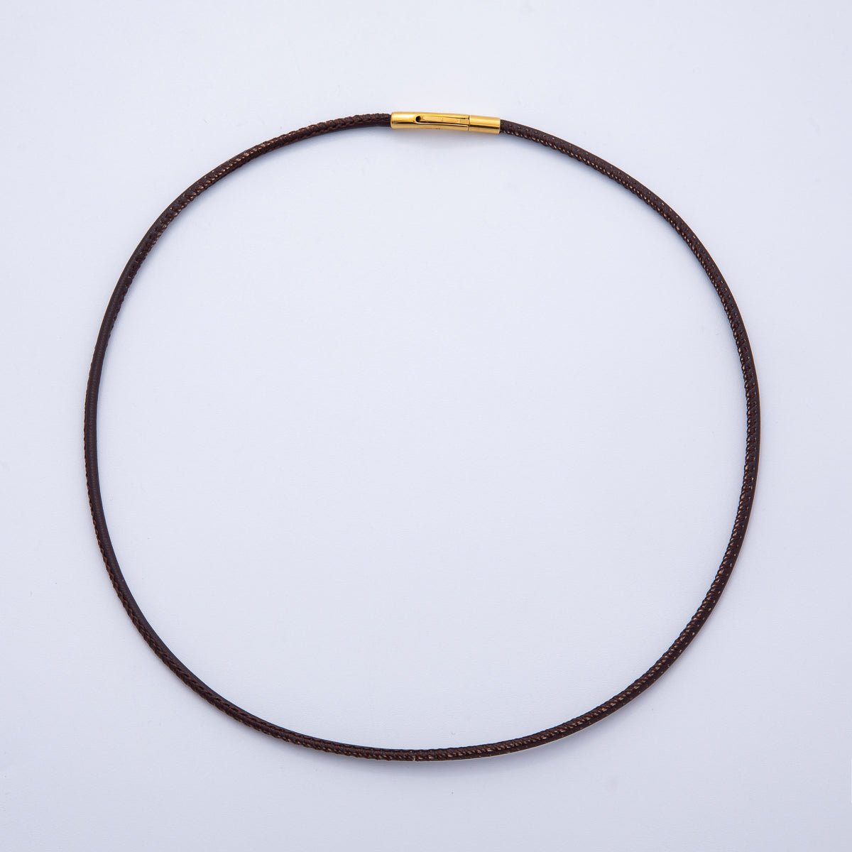 18K Gold Filled 3mm Dark Brown Fall Faux Leather Cord 19 Inch Necklace | WA - 3857 - DLUXCA