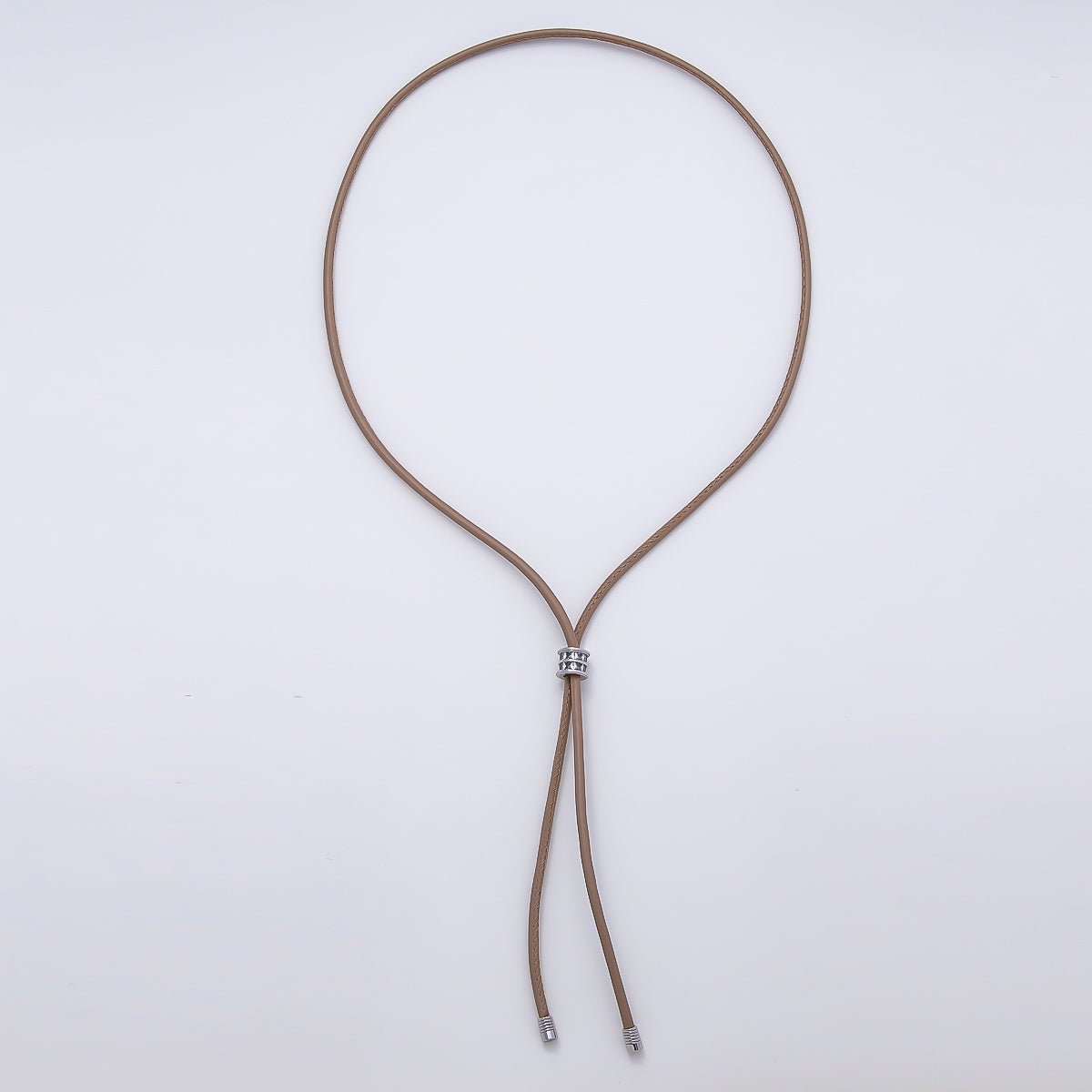 18K Gold Filled 3mm Light Dark Brown, Red Leather Bolo Chain Baguette CZ Bead 18 Inch Necklace | WA - 1387 WA - 1391 WA - 1398 - DLUXCA