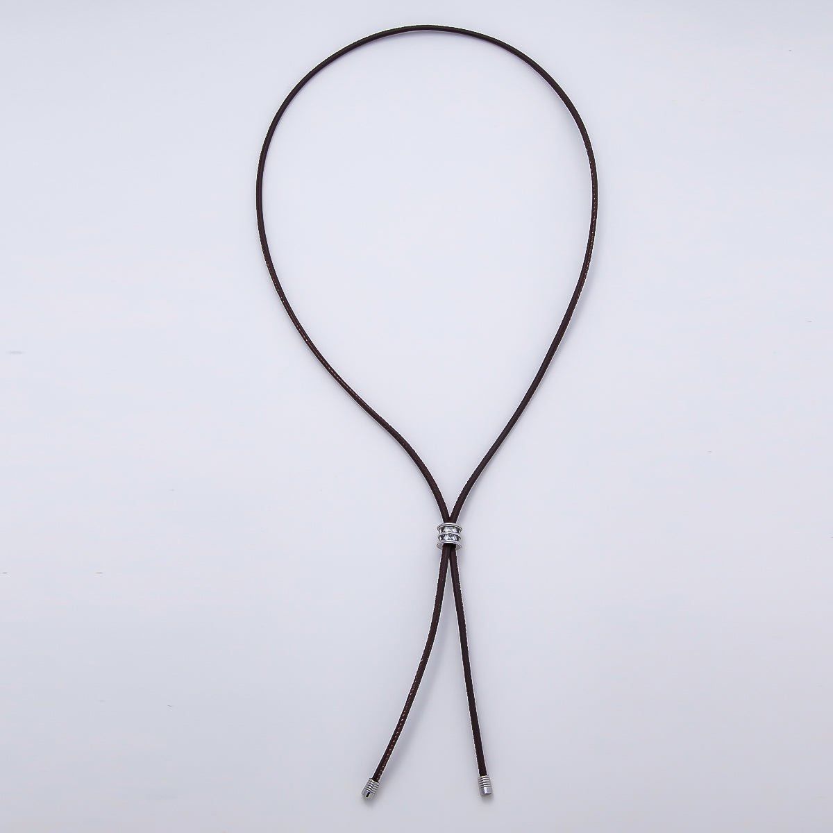 18K Gold Filled 3mm Light Dark Brown, Red Leather Bolo Chain Baguette CZ Bead 18 Inch Necklace | WA - 1387 WA - 1391 WA - 1398 - DLUXCA