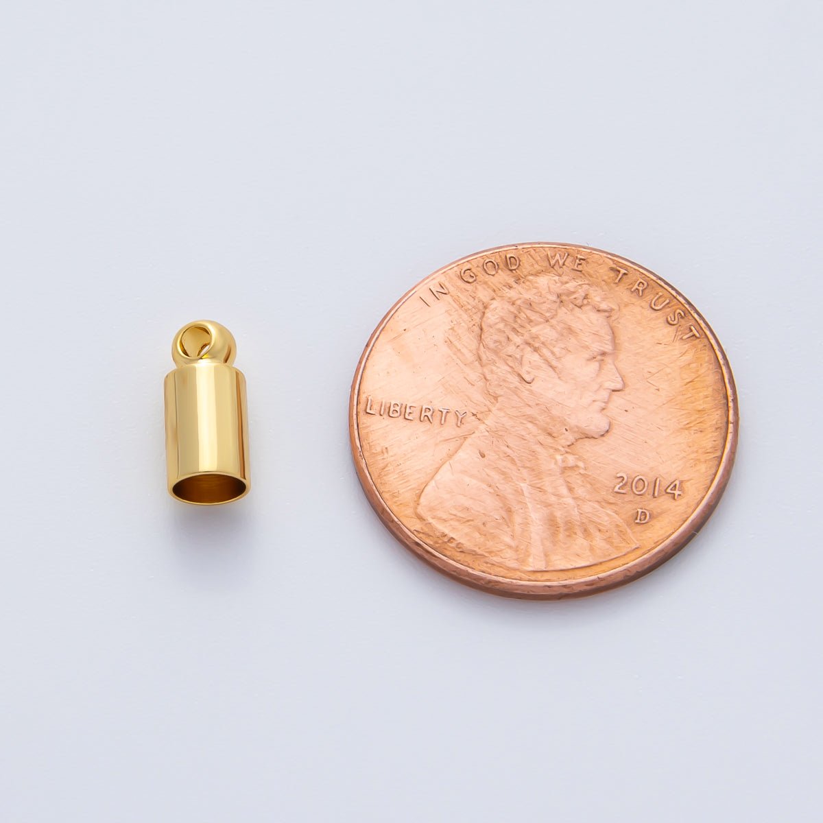 18K Gold Filled 3mm Thin Barrel Tube End Cap Loop Finding by 6 Pieces / Set | Z1440 - DLUXCA