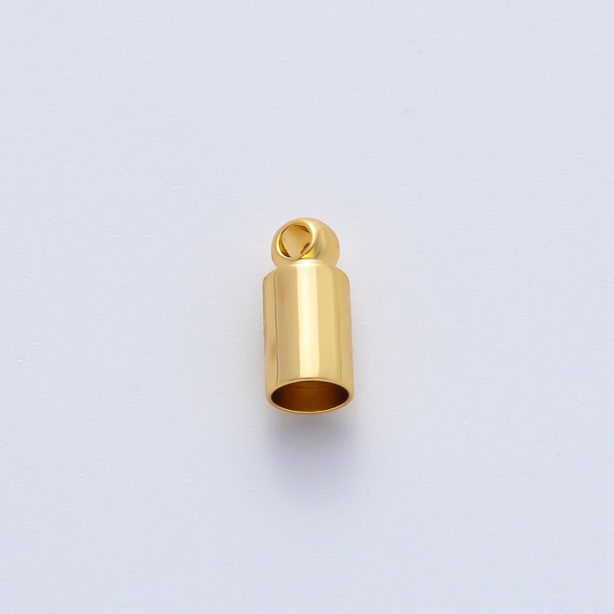 18K Gold Filled 3mm Thin Barrel Tube End Cap Loop Finding by 6 Pieces / Set | Z1440 - DLUXCA