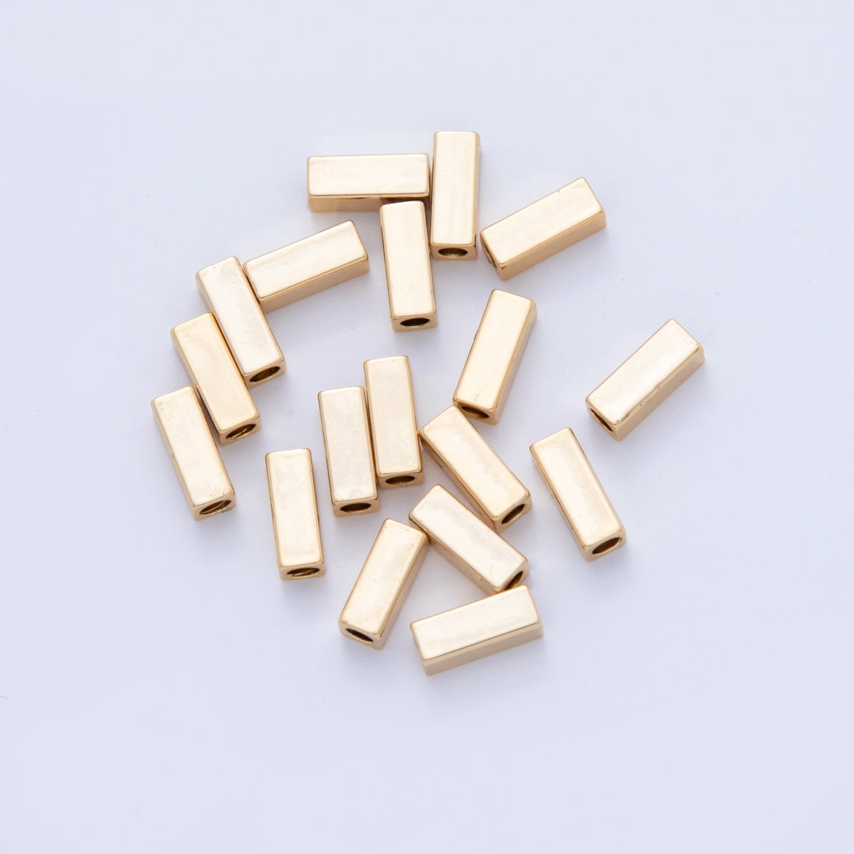 18K Gold Filled 3mm Thin Rectangular Bead Set by 10 Pieces | B792 - DLUXCA