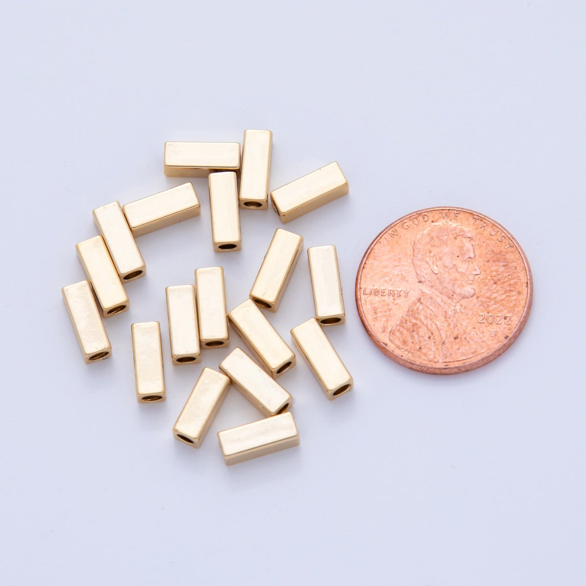 18K Gold Filled 3mm Thin Rectangular Bead Set by 10 Pieces | B792 - DLUXCA