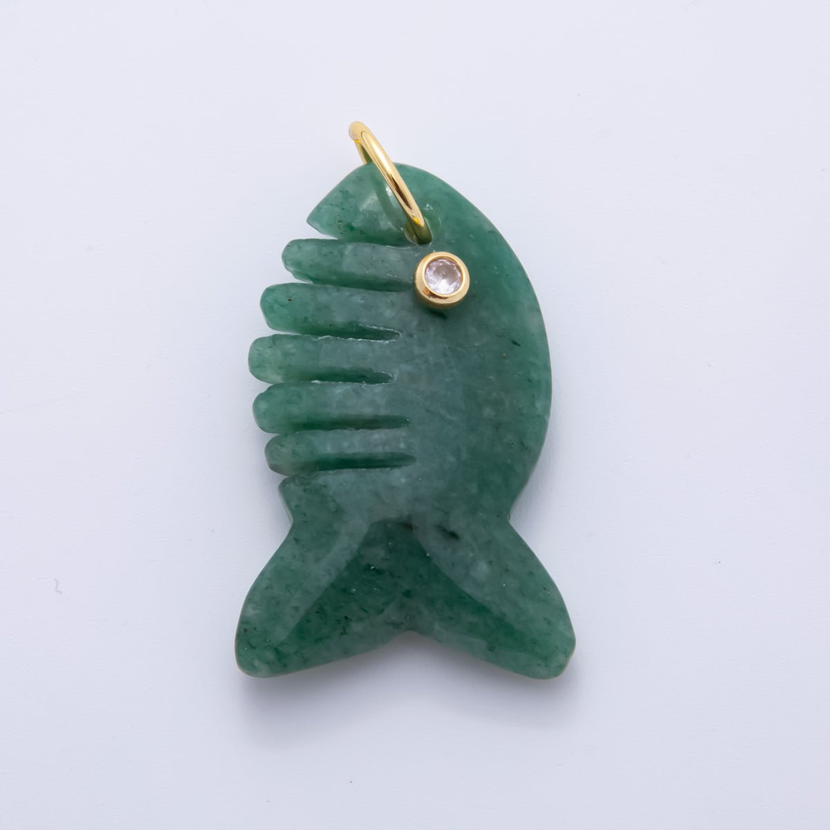 18K Gold Filled 40.5mm Tiger Stone, Obsidian, Quartz Fish Gill Gemstone Charm | AH884 - AH885 - DLUXCA