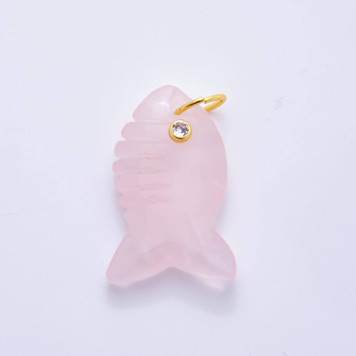 18K Gold Filled 40.5mm Tiger Stone, Obsidian, Quartz Fish Gill Gemstone Charm | AH884 - AH885 - DLUXCA