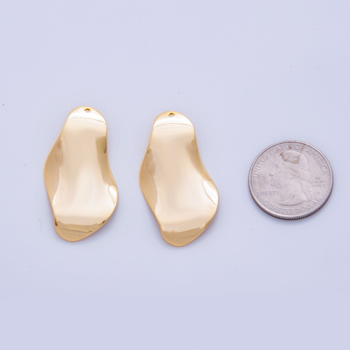 18K Gold Filled 40mm Geometric Wavy Foil Thin Charm Finding | Z1183 - DLUXCA