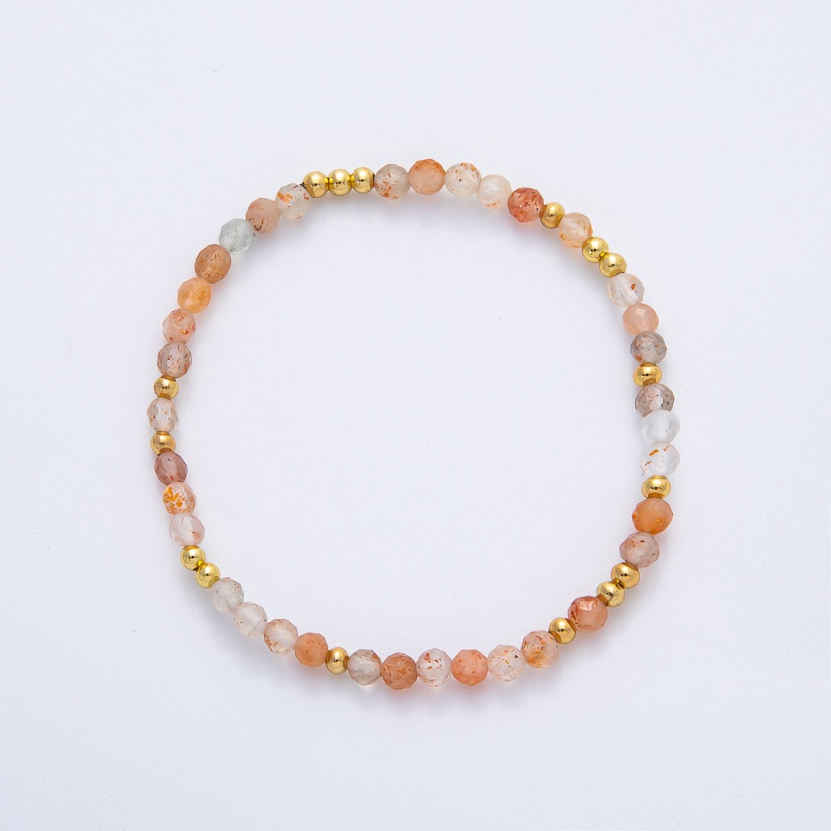 18K Gold Filled 4.1mm White, Fuchsia, Green Gemstone Handmade Beaded Bracelet | WA - 3451 - WA - 3457 - DLUXCA