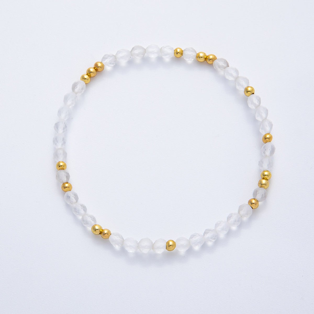 18K Gold Filled 4.1mm White, Fuchsia, Green Gemstone Handmade Beaded Bracelet | WA - 3451 - WA - 3457 - DLUXCA