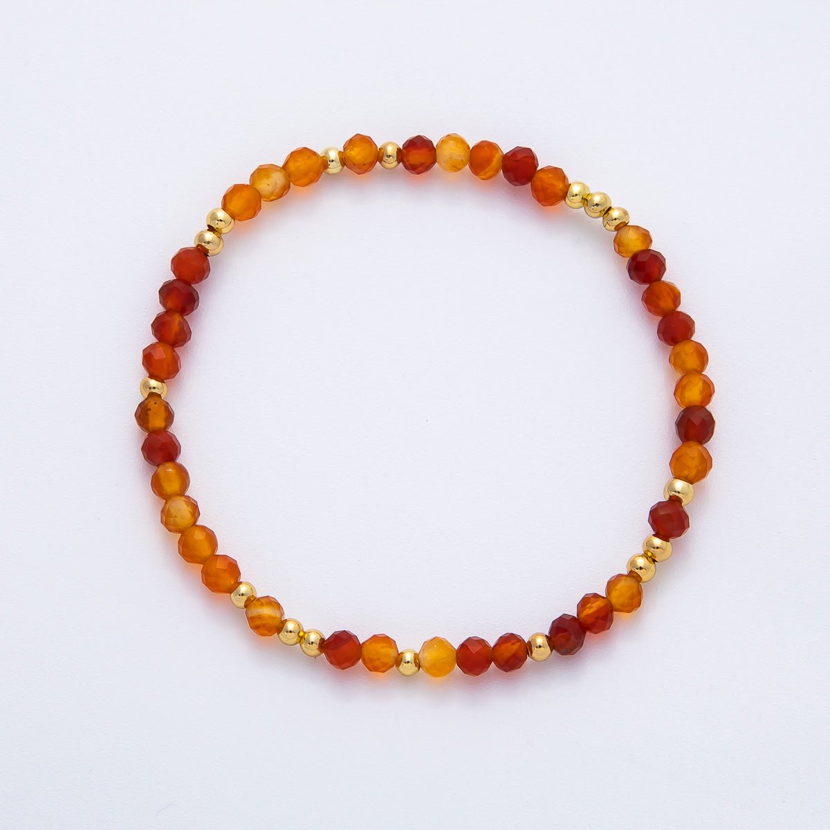 18K Gold Filled 4.1mm White, Fuchsia, Green Gemstone Handmade Beaded Bracelet | WA - 3451 - WA - 3457 - DLUXCA