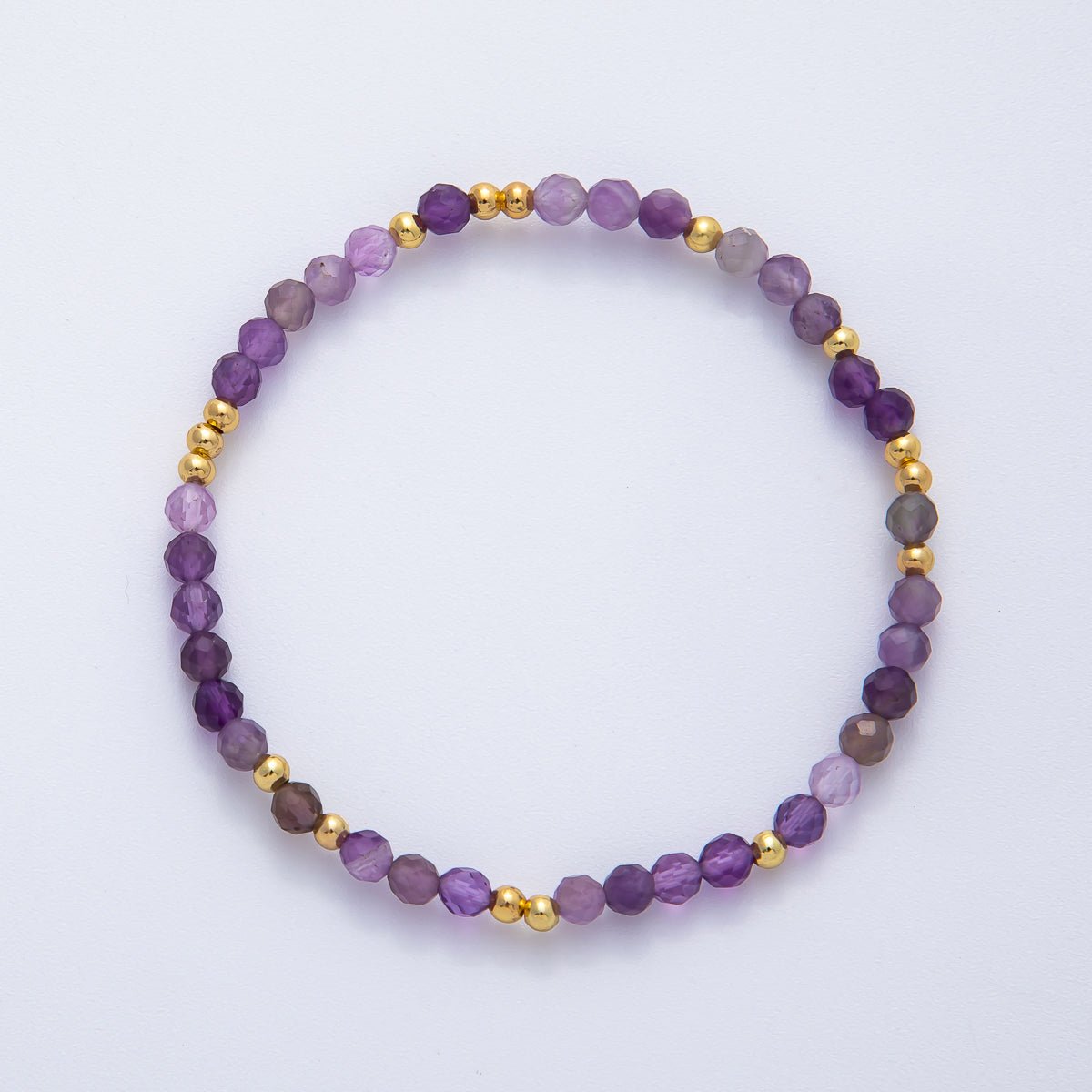 18K Gold Filled 4.1mm White, Fuchsia, Green Gemstone Handmade Beaded Bracelet | WA - 3451 - WA - 3457 - DLUXCA