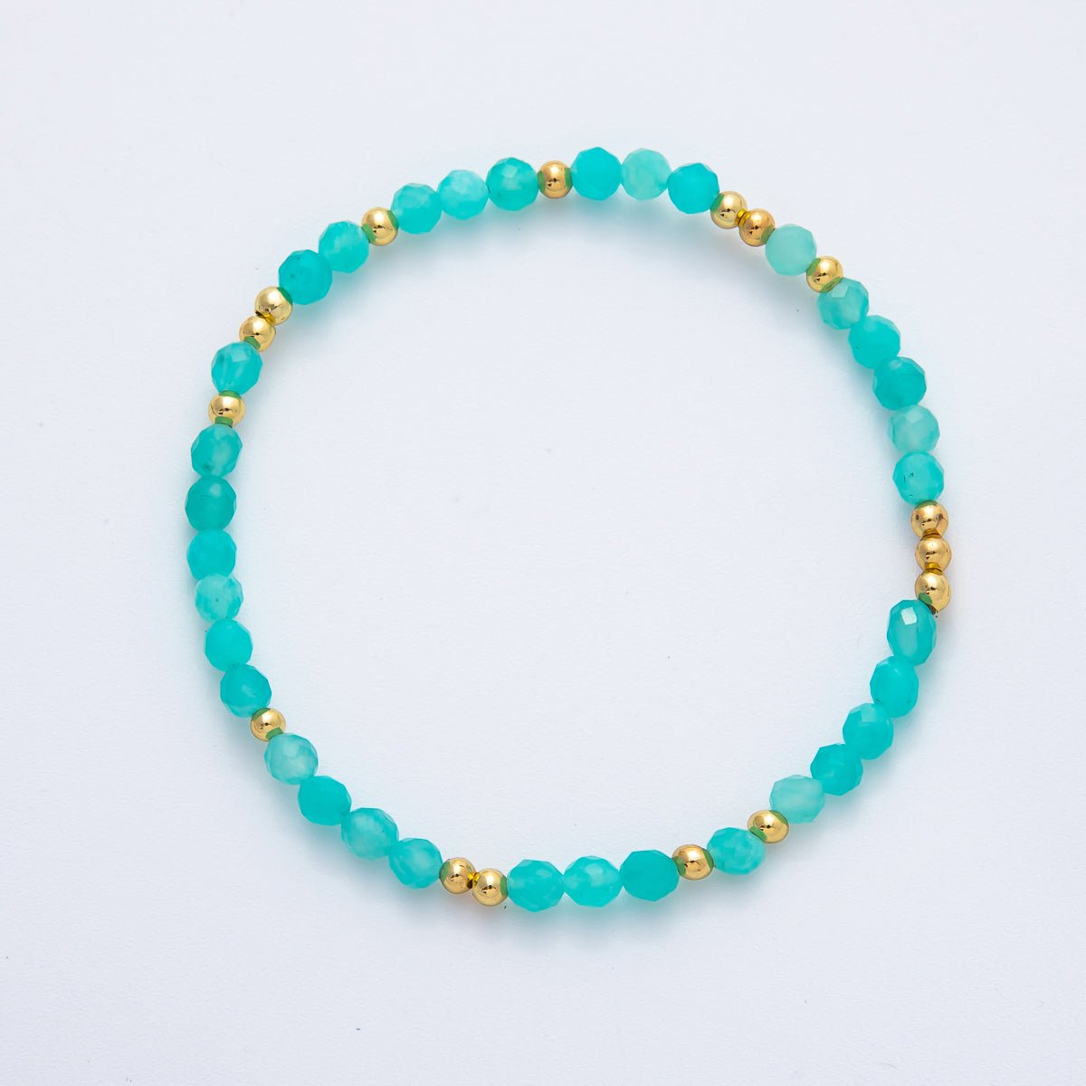 18K Gold Filled 4.1mm White, Fuchsia, Green Gemstone Handmade Beaded Bracelet | WA - 3451 - WA - 3457 - DLUXCA