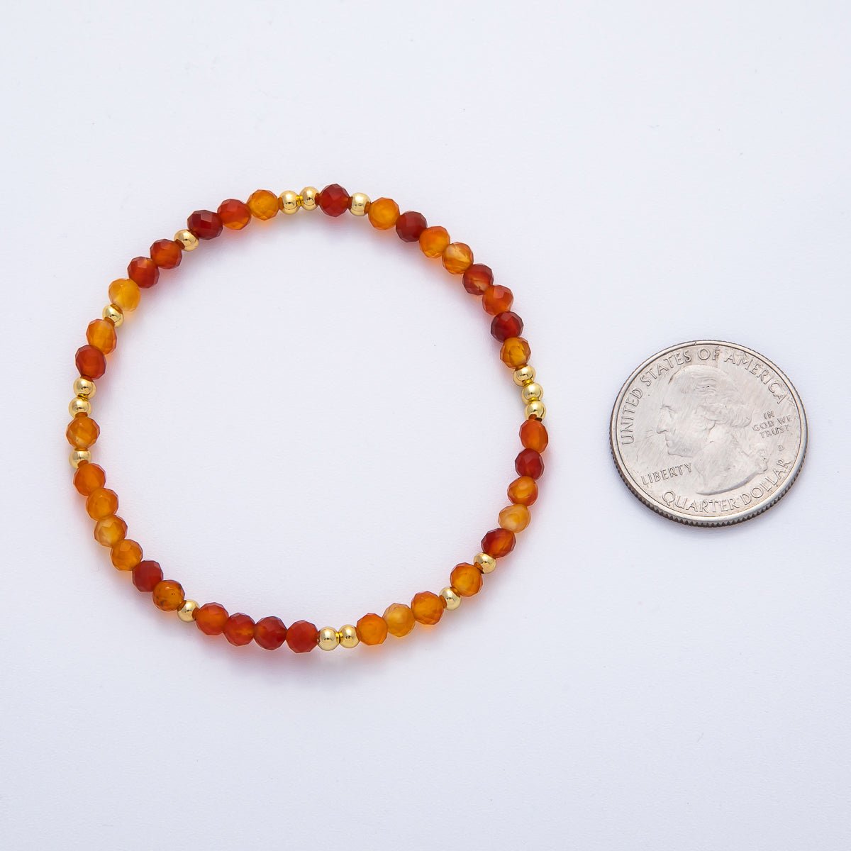 18K Gold Filled 4.1mm White, Fuchsia, Green Gemstone Handmade Beaded Bracelet | WA - 3451 - WA - 3457 - DLUXCA