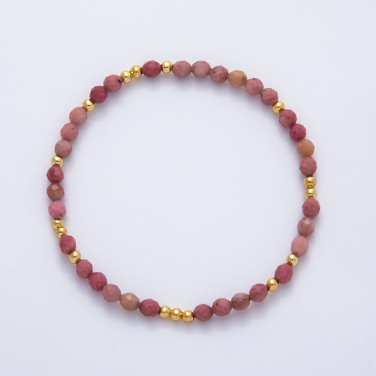 18K Gold Filled 4.1mm White, Fuchsia, Green Gemstone Handmade Beaded Bracelet | WA - 3451 - WA - 3457 - DLUXCA