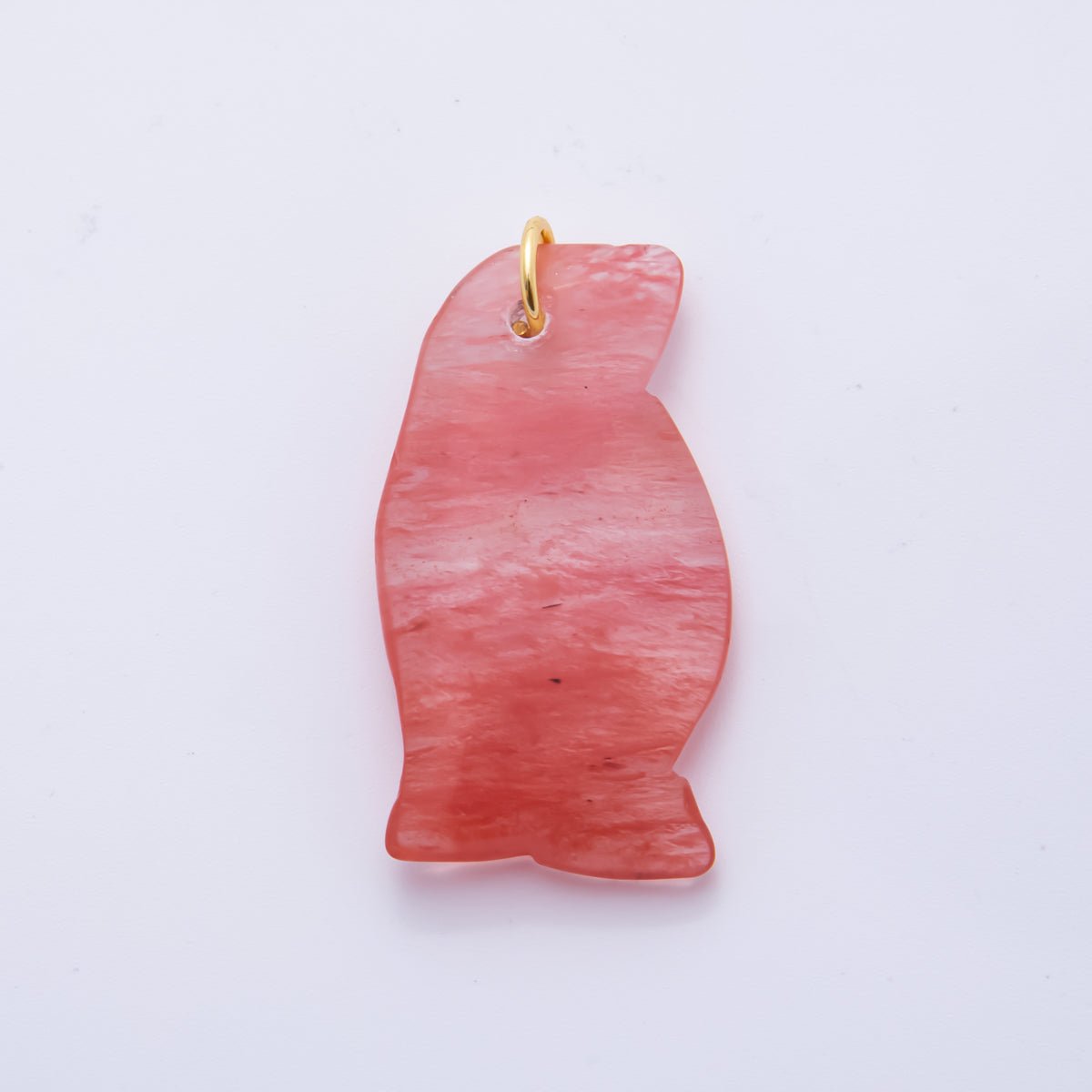 18K Gold Filled 42mm Opal, Ruffle, Watermelon Red Chubby Penguin Gemstone Charm | AH827 AH828 - DLUXCA