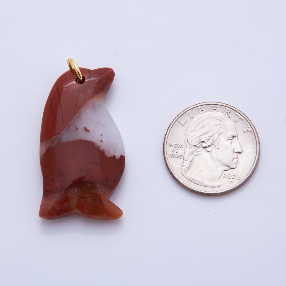 18K Gold Filled 42mm Opal, Ruffle, Watermelon Red Chubby Penguin Gemstone Charm | AH827 AH828 - DLUXCA