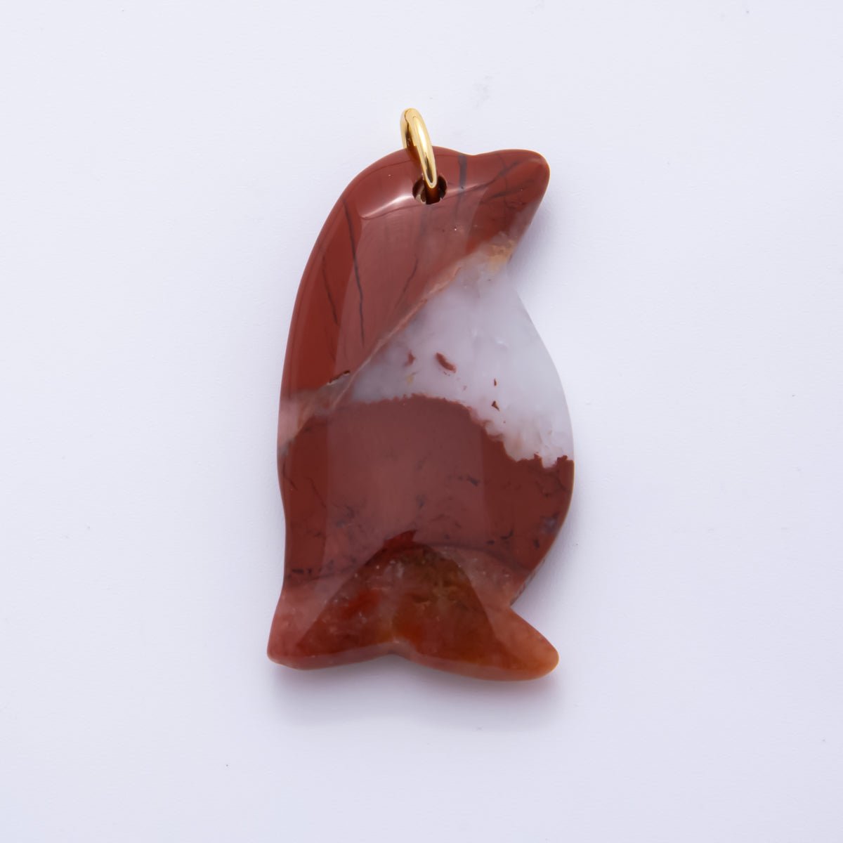 18K Gold Filled 42mm Opal, Ruffle, Watermelon Red Chubby Penguin Gemstone Charm | AH827 AH828 - DLUXCA