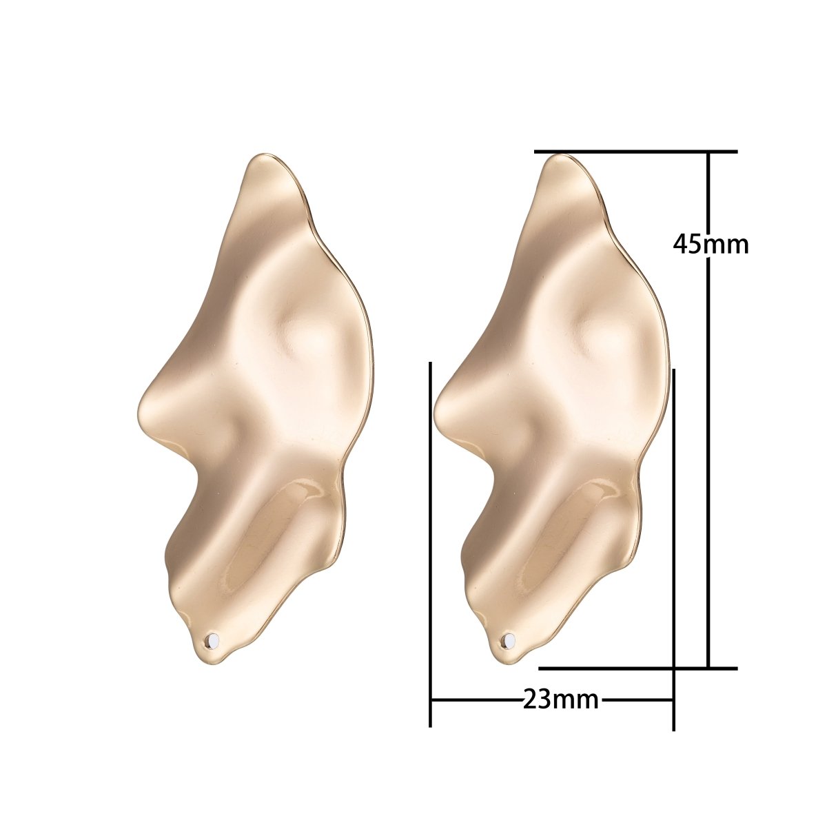18K Gold Filled 45mm Abstract Foil Stud Earrings | K010 - DLUXCA