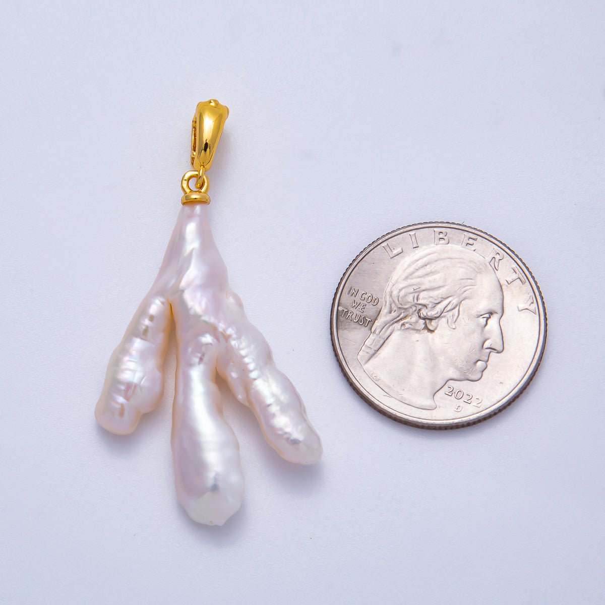 18K Gold Filled 45mm Colorful Baroque Freshwater Pearl Natural Coral Pendant | Charms - 00493 - Charms - 00495 - DLUXCA