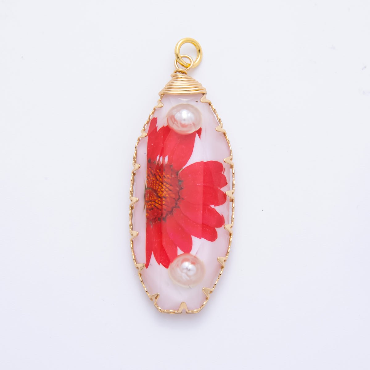 18K Gold Filled 45mm Eternal Petal Bloom Flower Resin Charm | AH860 - AH864 - DLUXCA