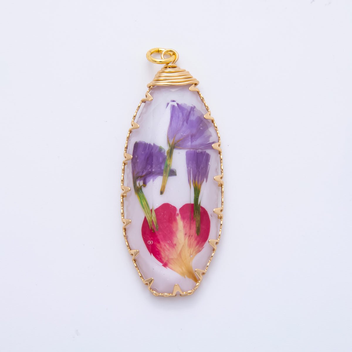 18K Gold Filled 45mm Eternal Petal Bloom Flower Resin Charm | AH860 - AH864 - DLUXCA
