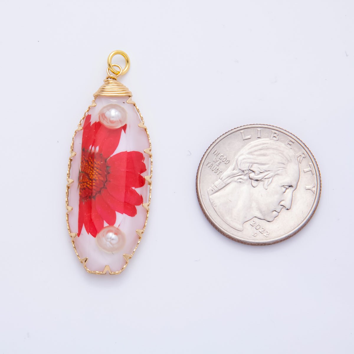 18K Gold Filled 45mm Eternal Petal Bloom Flower Resin Charm | AH860 - AH864 - DLUXCA