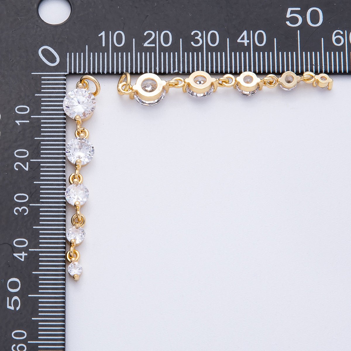 18K Gold Filled 46mm Clear Round CZ Gradient Connector | AK119 - DLUXCA