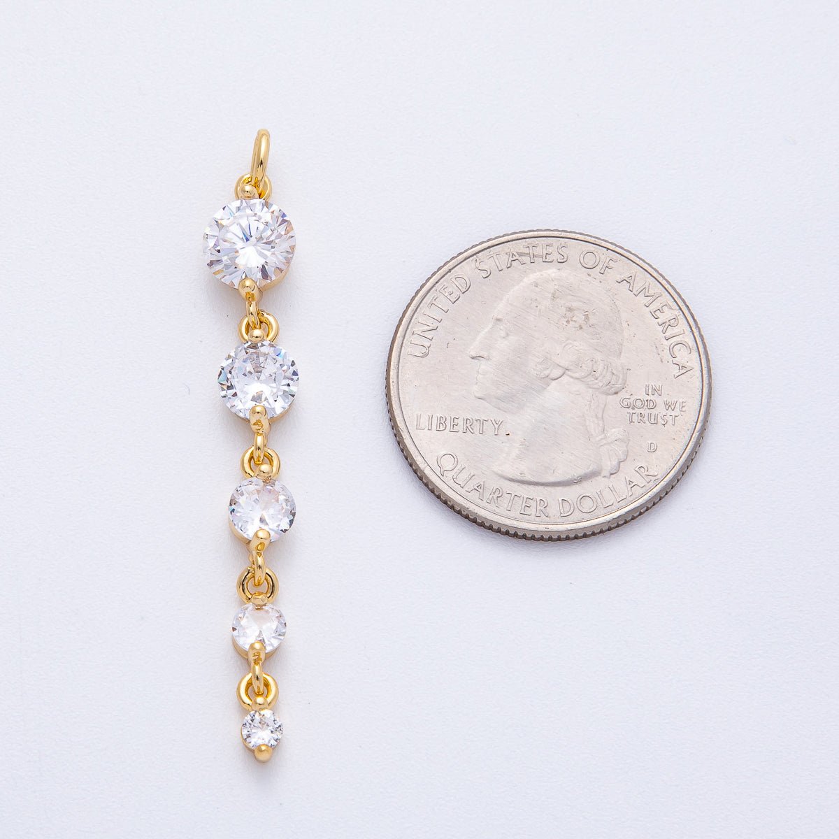 18K Gold Filled 46mm Clear Round CZ Gradient Connector | AK119 - DLUXCA