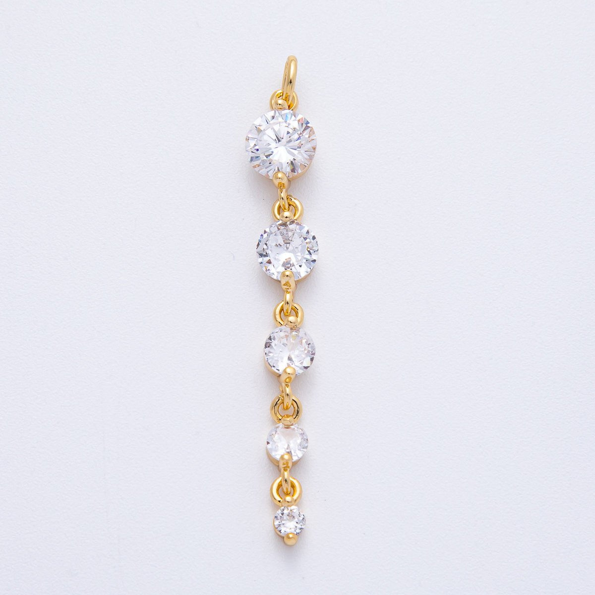 18K Gold Filled 46mm Clear Round CZ Gradient Connector | AK119 - DLUXCA