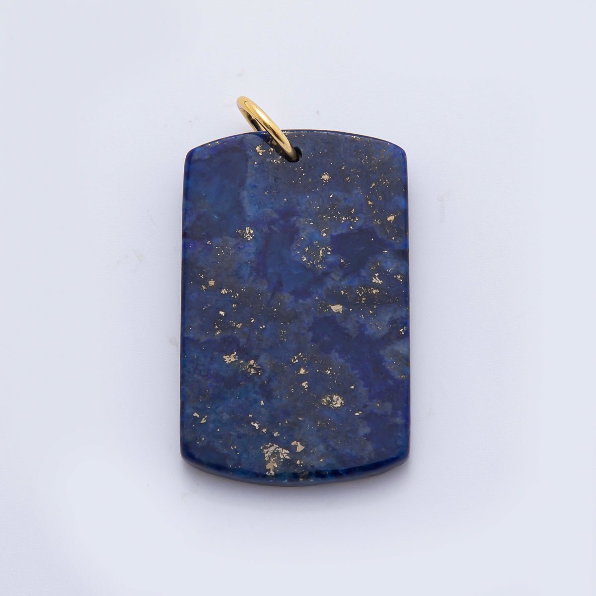 18K Gold Filled 46mm Natural Gemstone Military Tag Charm in Lapis, Obsidian, & Aventurine | AH - 932 - AH - 936 - DLUXCA