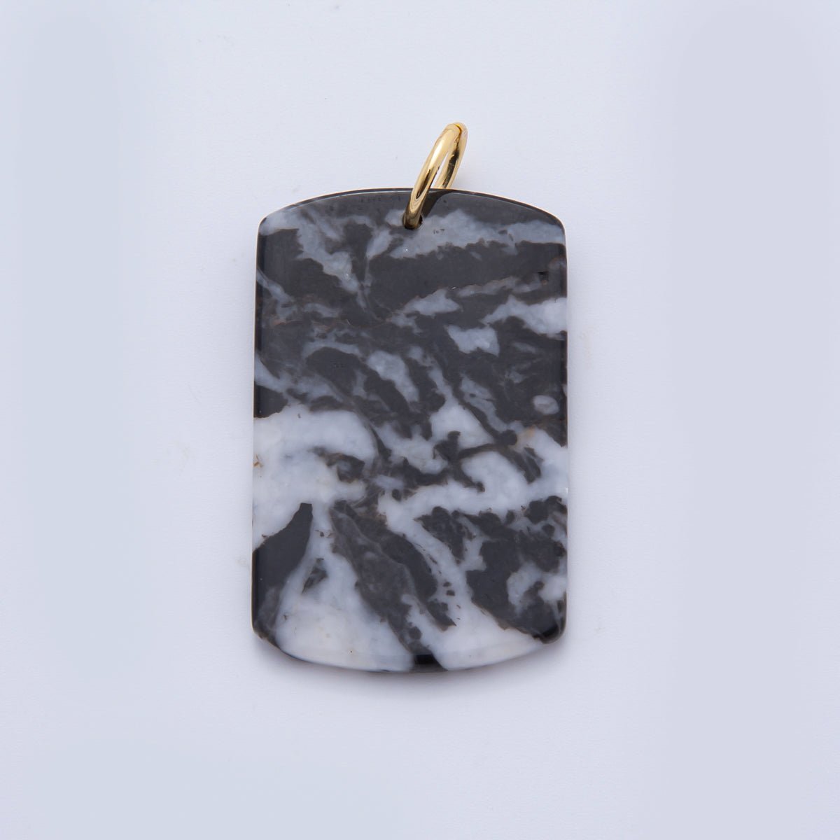 18K Gold Filled 46mm Natural Gemstone Military Tag Charm in Lapis, Obsidian, & Aventurine | AH - 932 - AH - 936 - DLUXCA