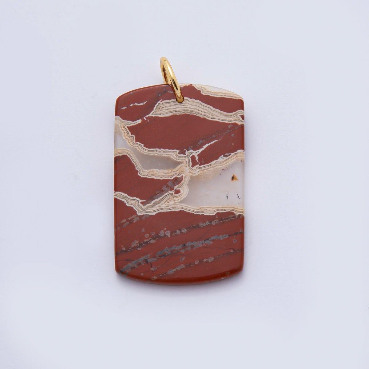 18K Gold Filled 46mm Natural Gemstone Military Tag Charm in Lapis, Obsidian, & Aventurine | AH - 932 - AH - 936 - DLUXCA